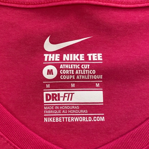 Nike Dri Fit Athletic Cut V Neck Short Sleeve Tee Shirt Women's Medium Pink - Picture 2 of 5